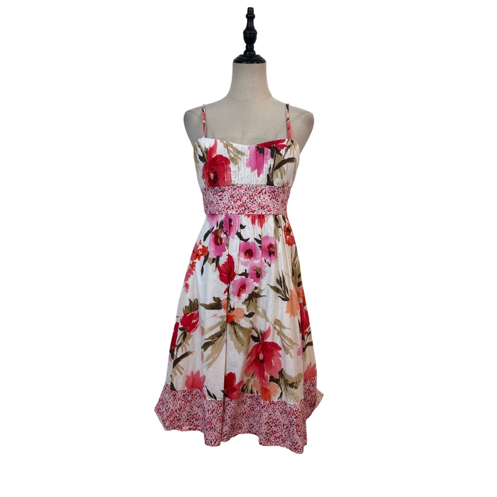 Y2k My Michelle Floral Sundress Size 9 White Pink  Fit & Flare Twee coquette